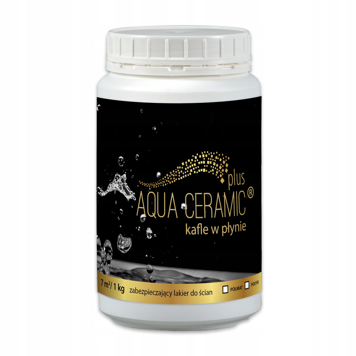 Lakier kafle w płynie,aqua ceramic plus 1 kg,półmat bezbarwna farba akrylowa do glazury, na ściany, wydajność 7 m²/l