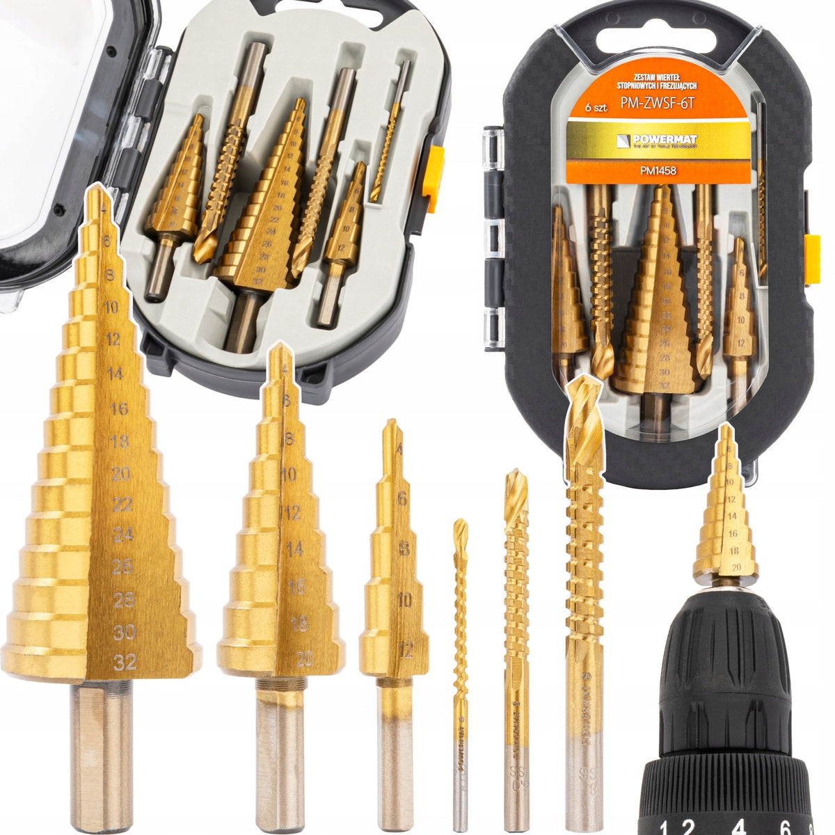 Wiertła stopniowe frezujące 4-32MM do metalu HSS drewna plastiku 3-8MM 6 EL stożkowe spiralne zestaw otworów