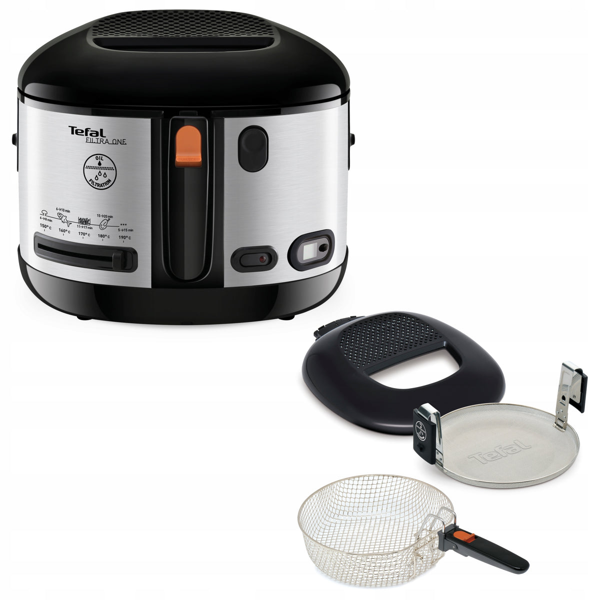 Frytkownica tradycyjna tefal One Metal 1.2 kg 2.1l FF175D71 do Smażenia 1900 w czarny