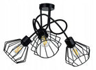 LAMPA SUFITOWA ŻYRANDOL WISZĄCA LOFT DIAMENT BRYLANT CZARNA PAJĄK DRUCIANA 3-punktowa metalowa oprawa E27 do salonu