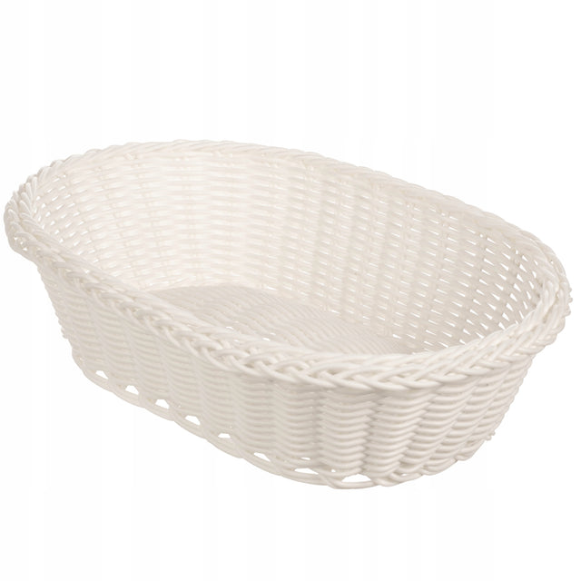 Koszyk koszyczek na stół pieczywo chleb sztućce ciasto owalny kremowy pojemnik na owoce i przekąski, organizer kuchenny z tworzywa 27x19,5x9 cm