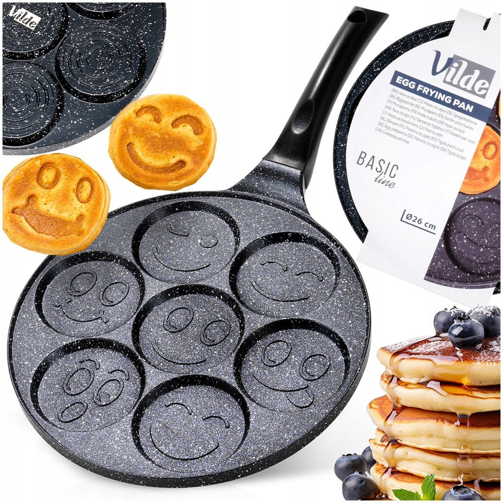 Patelnia GRANITOWA do jajek sadzonych na jajka placki naleśniki pancakes 26 cm, kuchnia gazowa, ceramiczna lub