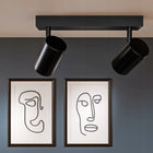 Oprawa Halogenowa 2X GU10 Lampa Sufitowa Natynkowa Ruchoma SPOT Kinkiet czarna prostokątna listwa z reflektorami do