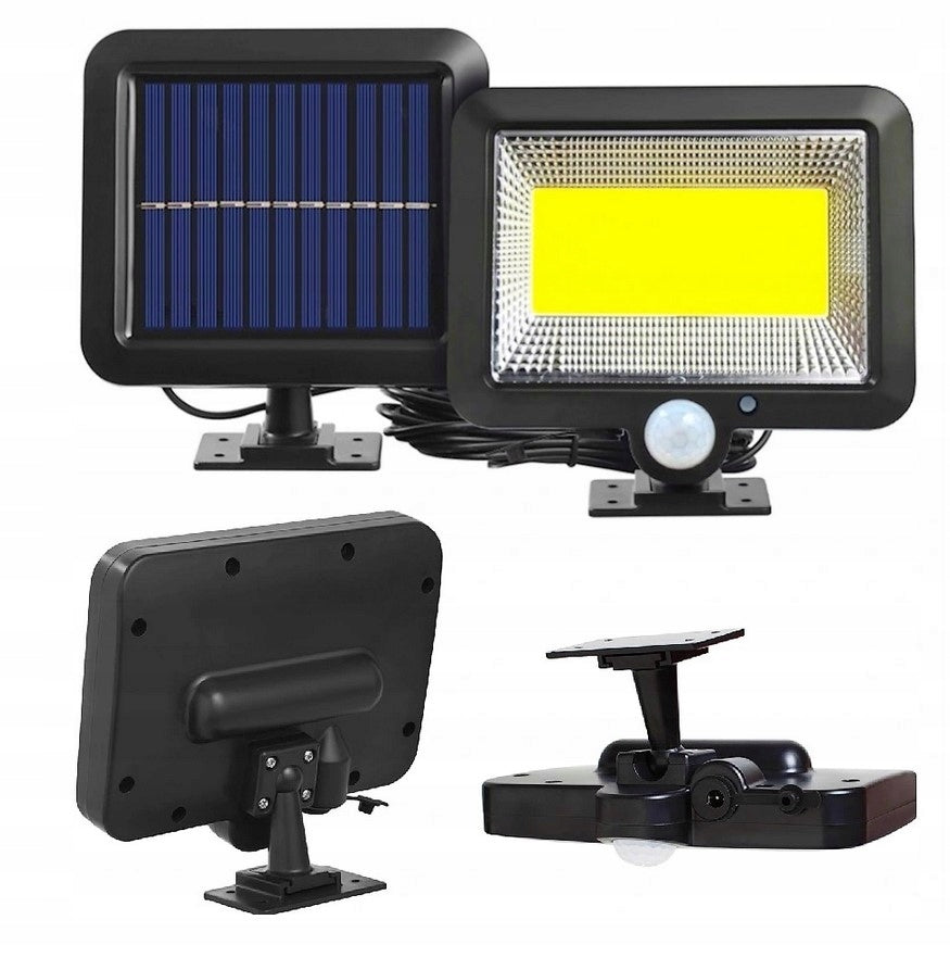 Lampa solarna z czujnikiem ruch i zmierzchu 100 LED naświetlacz IP65 zimne światło 6000K 2 tryby