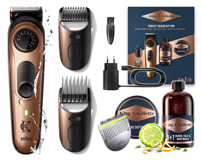 Trymer maszynka do brody włosów braun gillette king C PRO 3w1 - metalblade brązowy