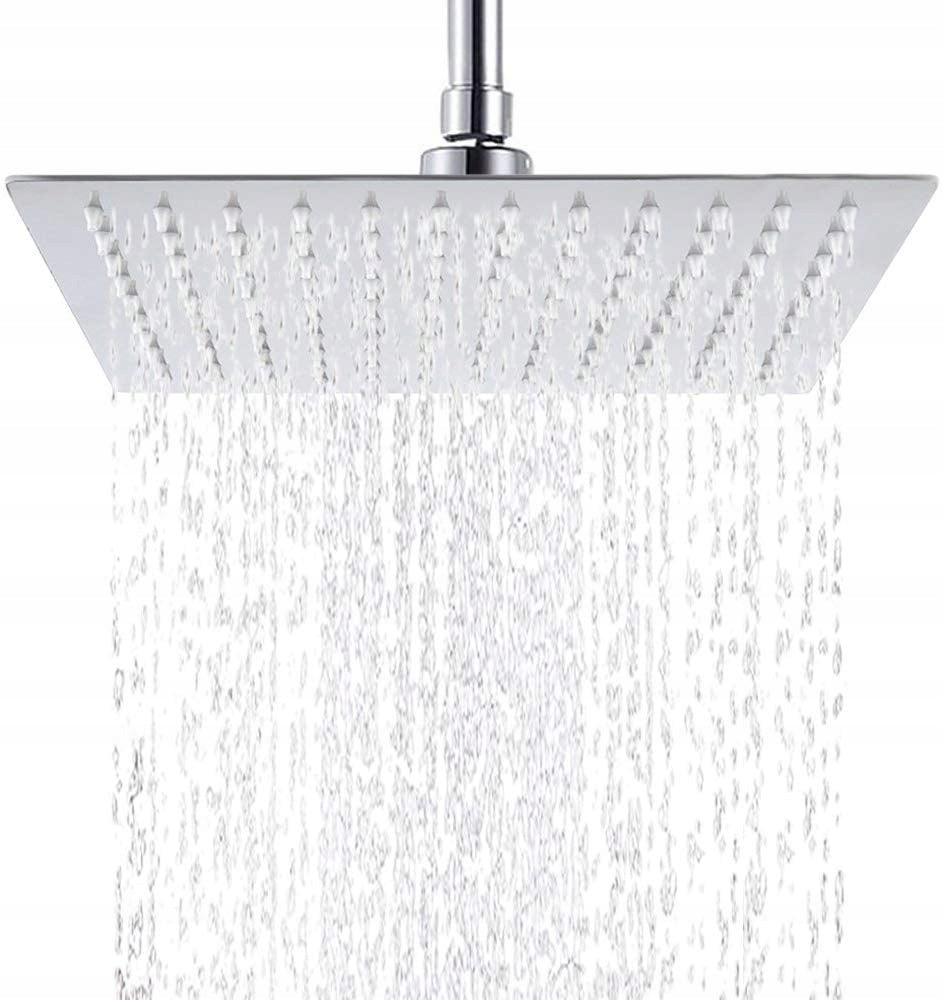 Deszczownica prysznicowa 20x20 cm slim kwadratowa chrom 70 dysz 1/2" głowica natryskowa do łazienki, srebrna