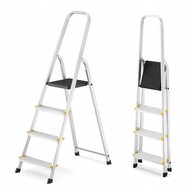 Drabina aluminiowa domowa schodki stopnie higher 4 stopniowa drabinka do prac na wysokości, wysokość robocza 2,75 m, udźwig 125 kg