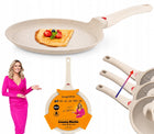 PATELNIA do NALEŚNIKÓW Indukcja Gaz PANCAKES Konighoffer Creamy Marble 28cm placki, omlety, powłoka nieprzywierająca