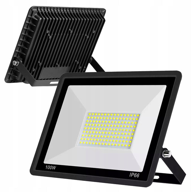 Halogen LED naświetlacz lampa 100W reflektor szkło hartowane 9000lm slim+ oświetlenie zewnętrzne do ogrodu, neutralna biel 4500K, IP66