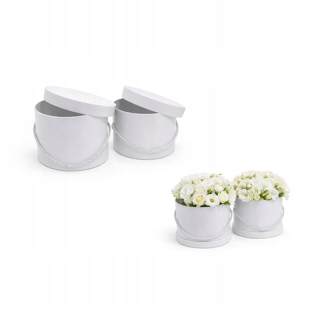 Zestaw 2x flower BOX biały pudełko dekoracyjne prezentowe na kwiaty prezent ozdoba ślubna zaręczynowa kompozycje florystyczne 13 cm