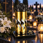 ZESTAW 2x DUŻY ZNICZ METALOWY MASYWNY ZŁOTY RÓŻA + WKŁAD + ZAPALARKA lampion nagrobny parafinowy 27 cm na grób