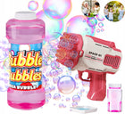 Pistolet na bańki 32 otworów maszyna do baniek na baterie + płyn niebieski 600 ml wiek 3 lata+