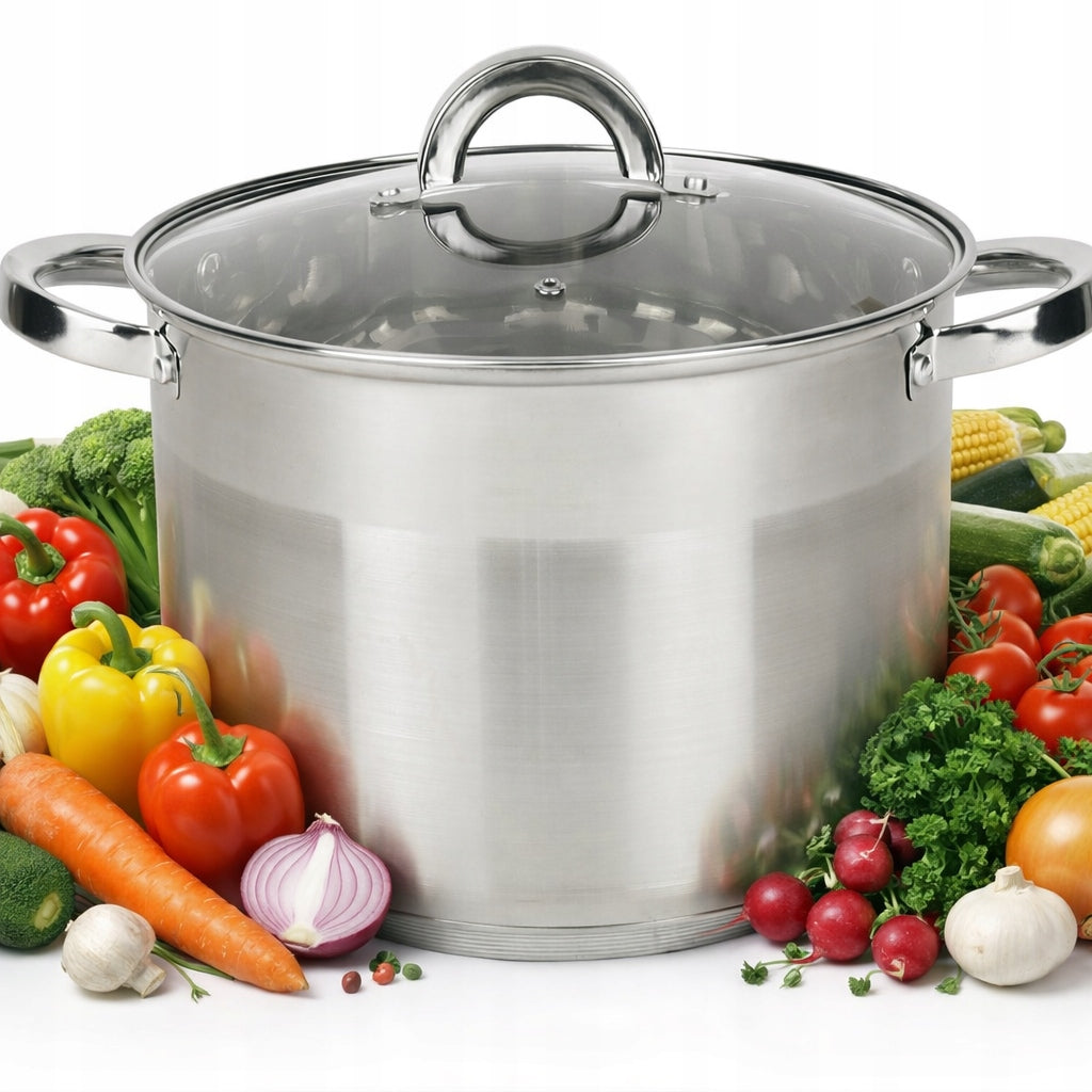Garnek duży ze stali nierdzewnej 6l gastro indukcja 22cm wysoki rossner naczynie kuchenne do gotowania z pokrywką, do
