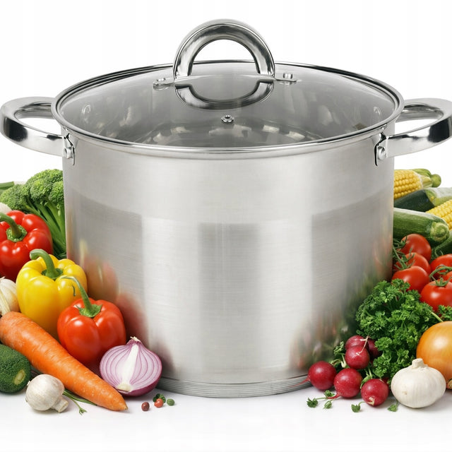 Garnek duży ze stali nierdzewnej 6l gastro indukcja 22cm wysoki rossner naczynie kuchenne do gotowania z pokrywką, do zup i potraw