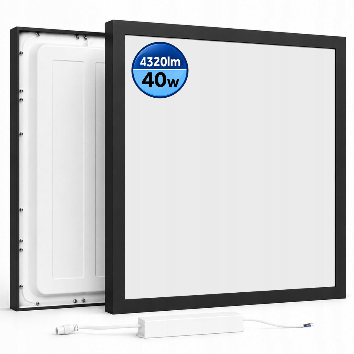 Panel LED Natynkowy Sufitowy Lampa 40W Plafon 60 x 60cm Czarny 4320lm kwadratowa oprawa oświetleniowa z wbudowanym
