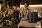 Frytkownica beztłuszczowa dwukomorowa pionowa panel boczny LED Air Fryer szary