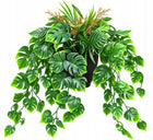Sztuczna roślina zwis zwisająca monstera w czarnej doniczce 40 cm kwiat doniczkowy, dekoracja wnętrz, ozdoba do domu