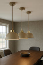 Lampa Wisząca Zwis Plafon Żyrandol Ecru Beżowa Kaszmir Moon Led oprawa sufitowa metalowa E27 1-punktowa klosz 18 cm do