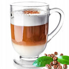 6x SZKLANKI DO KAWY LATTE HERBATY 300ml SZKLANKA KOMPLET Z UCHEM szklane kubki, przezroczyste, można myć w zmywarce