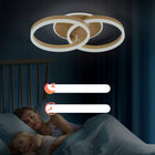 Lampa sufitowa LED Double Circle50CM,ściemniana,36W,z pilotem,Wygląd drewna plafon okrągły do salonu, białe światło