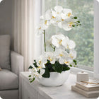 Storczyk Biały Sztuczny Silikonowy Trzy Pędy Jakość Premium 64 cm 003 orchidea doniczkowa, dekoracja wnętrza, roślina