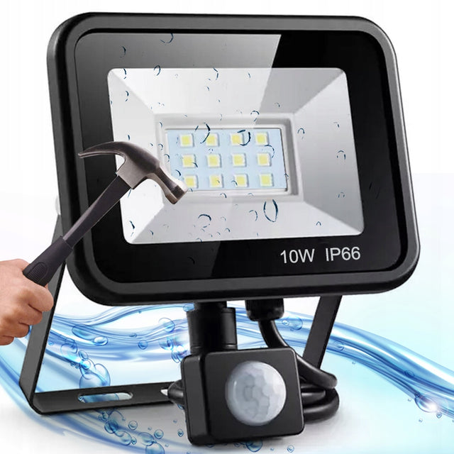 Halogen LED 10W lampa z czujnik ruchu zmierzchu naświetlacz zewnętrzny IP66 reflektor 900 lm światło neutralne 4500 K do ogrodu i podjazdu