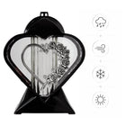 Znicz szklany Serce Czarno-Srebrny z Różą 27 cm na Wszystkich Świętych lampion nagrobny LED, dekoracja na grób i