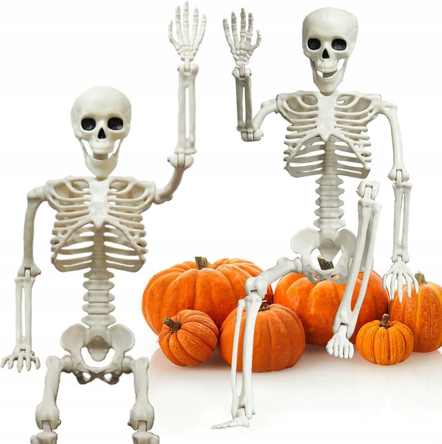 Szkielet człowieka Duży sztuczny kościotrup 90 cm dekoracja na halloween wisząca ozdoba z plastiku, straszydło na imprezę przebieraną
