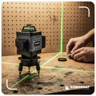 Poziomica laserowa 4D 360° 16 linii laser krzyżowy zielony + statyw SET PRO niwelator do glazury, dokładność 1 mm