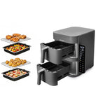 Frytkownica beztłuszczowa dwukomorowa pionowa panel boczny LED Air Fryer szary
