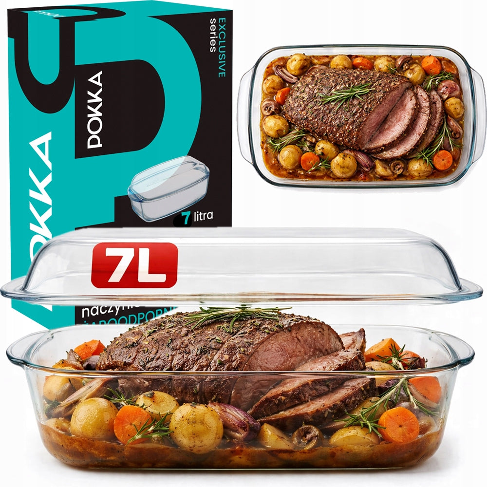 Naczynie żaroodporne z pokrywką prostokątne szklane naczynia 7l brytfanna do pieczenia, forma do zapiekania potraw