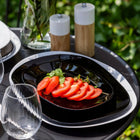 Komplet Serwis talerzy i salaterki 6 osób Altom Design Black Harmony 24 el Zastawa stołowa obiadowa kwadratowa, do
