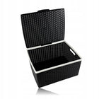 Koszyk z pokrywą Box Rattan czarny organizer pojemnik na drobiazgi, uniwersalny, 6 l, tworzywo sztuczne, 32,5 × 40,5 ×