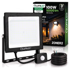 Naświetlacz LED Halogen 100W Zewnętrzny Reflektor Lampa z Czujnikiem Ruchu oświetlenie ogrodowe do podjazdu, 4000K