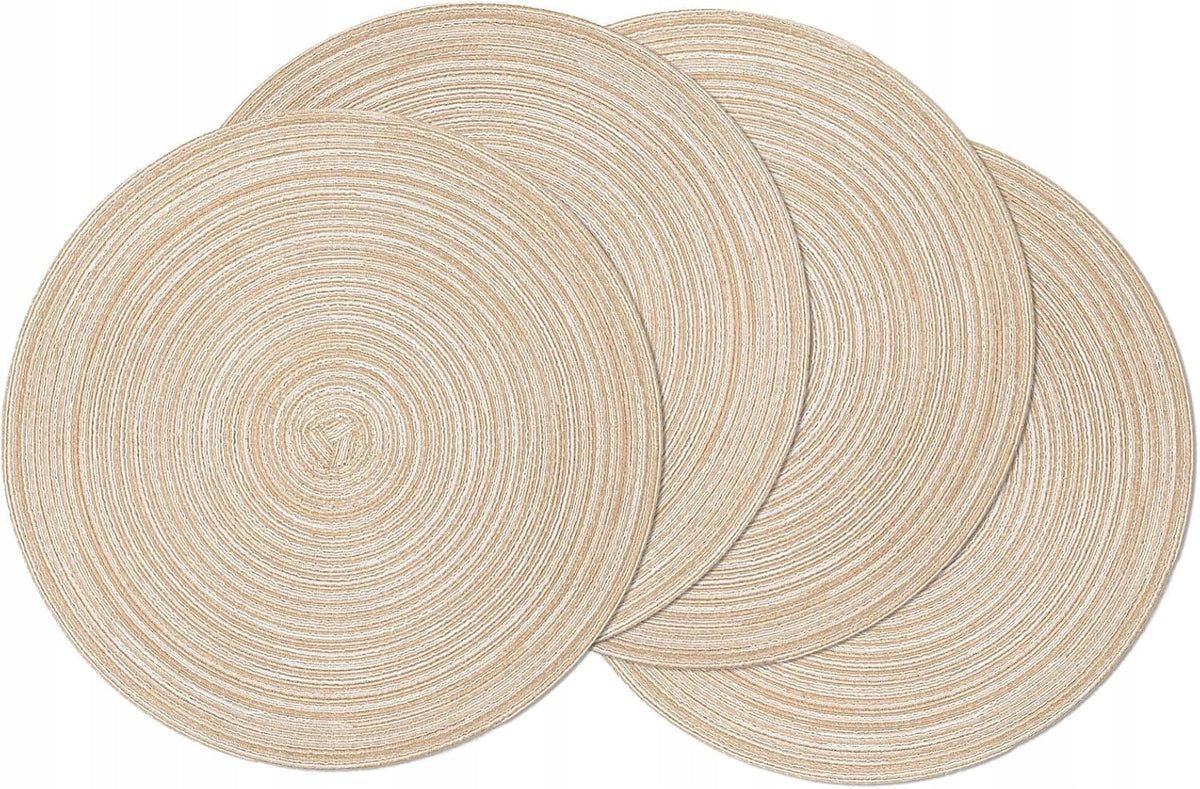 Okrągłe Plecione Podkładki Stół Dekoracyjne Zestaw Boho Rustykalne Ozdoba mata pod talerz, ochrona blatu, średnica 38 cm
