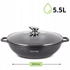 GARNEK 5,5 L MARMUROWY Patelnia Wok BRYTFANNA POKRYWA INDUKCJA GAZ KAMILLE garnek tradycyjny 32 cm 5.5 l aluminiowe
