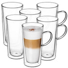 6x SZKLANKI DO KAWY HERBATY LATTE 470ml TERMICZNE Z PODWÓJNĄ ŚCIANKĄ DUŻE kubki szklane bezbarwne, komplet sześciu