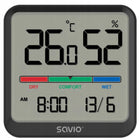 Savio Termometr Higrometr Czujnik Temperatury i wilgoci CT-01/B Zegar Data miernik z wyświetlaczem, zasilanie