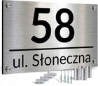 Tabliczka z numerem na dom tablica adresowa aluminiowa numer domu dystanse szyld posesji, oznaczenie budynku, srebrny