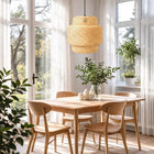 Lampa Sufitowa Boho Rattan Bambus Pleciona Naturalna E27 Styl Wiklinowy Abażur wiszący do salonu sypialni jadalni