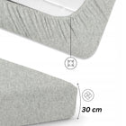 Prześcieradło z Gumką 180x200 Jersey Melanż Szary głęboka kieszeń 30cm na łóżko, do sypialni, certyfikat oeko-tex