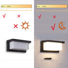 KINKIET ZEWNĘTRZNY Z CZUJNIKIEM RUCHU I ZMIERZCHU LAMPA ELEWACYJNA 18W oprawa LED czarna aluminiowa na taras podjazd i