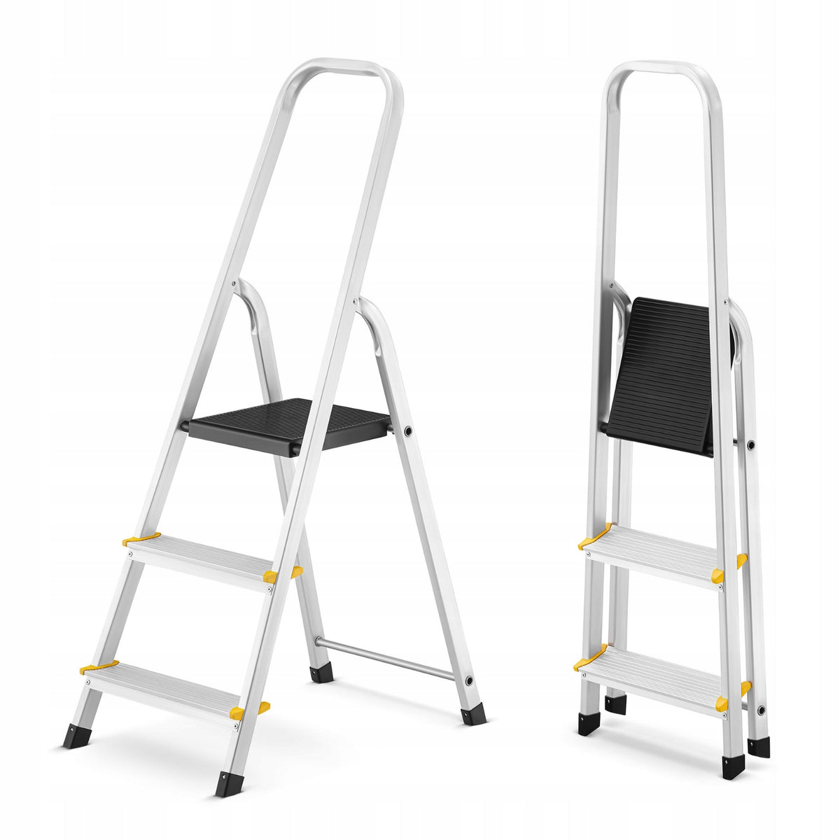 Drabina drabinka domowa 3 stopniowa aluminiowa higher ALU3 podest schodki do prac na wysokości, udźwig 125 kg, wysokość