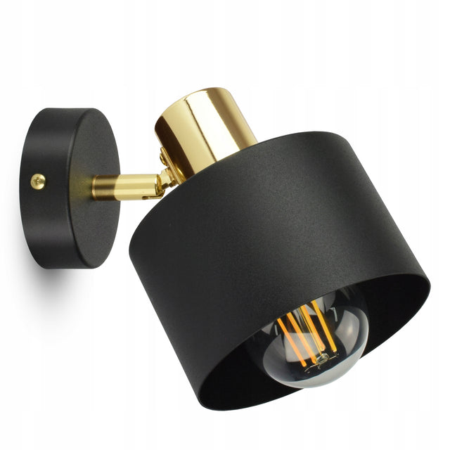 Kinkiet Lampa ścienna Classic Spot Czarna Złota 482-K1 LED E27 oprawa metalowa, reflektor, 1 punkt świetlny, maks. 60 w