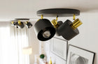 Lampa Sufitowa Żyrandol Plafon Czarna Złota Classic Spot 482-EG3 LED E27 oprawa oświetleniowa metalowa 3-punktowa do