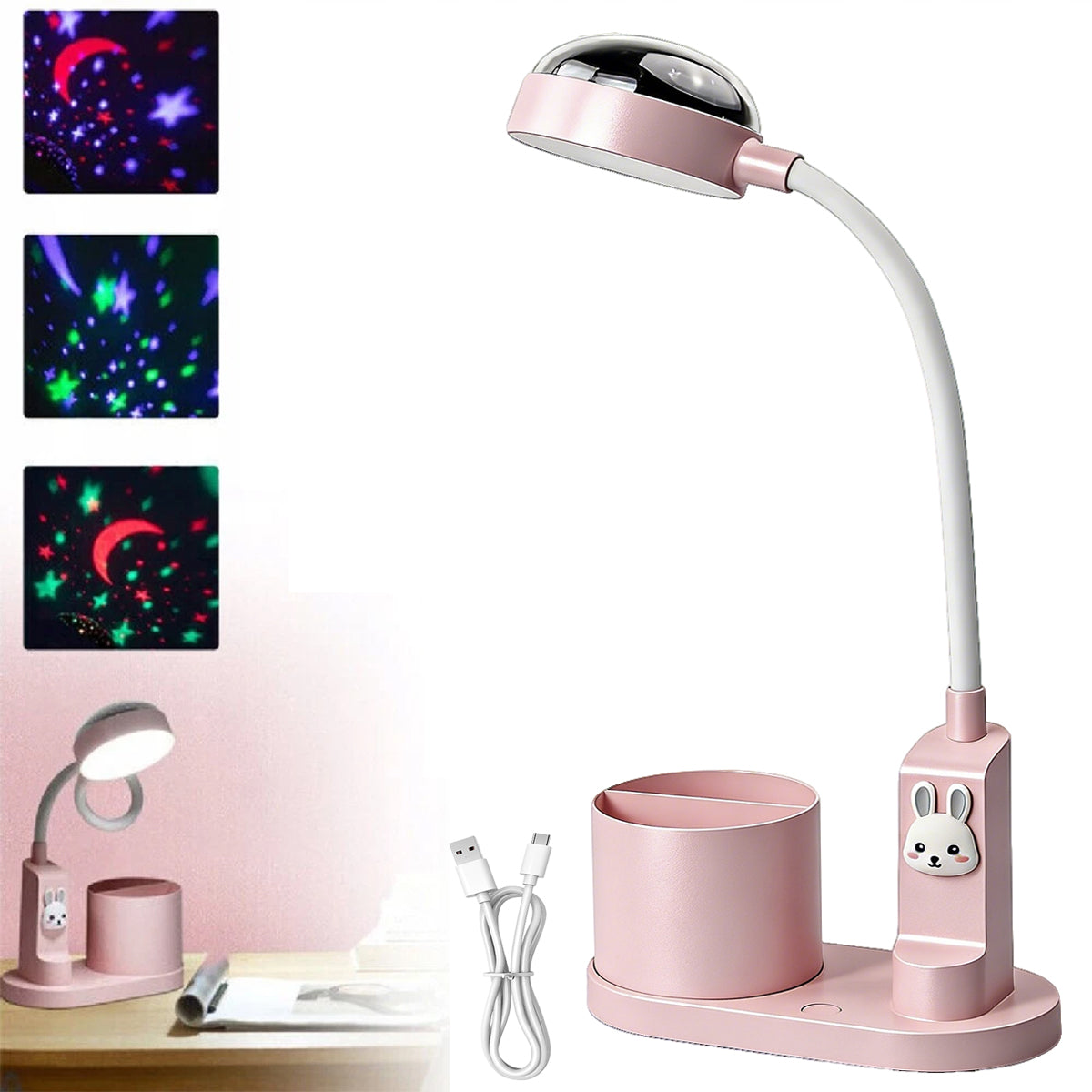 Lampka na biurko do czytania LED Dla Dziewczynki Dla Dzieci Różowa Nocna lampa stołowa, oświetlenie do nauki, wysokość
