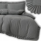 Pościel z falbanką 160x200 +2 poszewki PREMIUM komplet pościeli przytulny mikrofibra, zamek błyskawiczny, poduszka