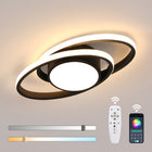 Lampa sufitowa LED plafon wisząca czarna nowoczesna ściemnialna + pilot 39W żyrandol metalowy 2-punktowy do salonu