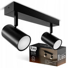 Oprawa Halogenowa 2X GU10 Lampa Sufitowa Natynkowa Ruchoma SPOT Kinkiet czarna prostokątna listwa z reflektorami do
