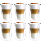 VIALLI 6x SZKLANKI KUBKI TERMICZNE DO KAWY LATTE HERBATY DRINKÓW 300ml cappuccino, szkło z podwójną ścianką, bezbarwne